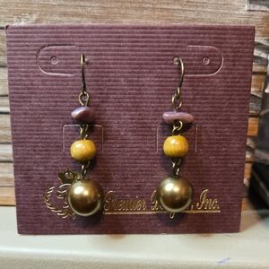 Premier Designs Brass and Yellow Earrings